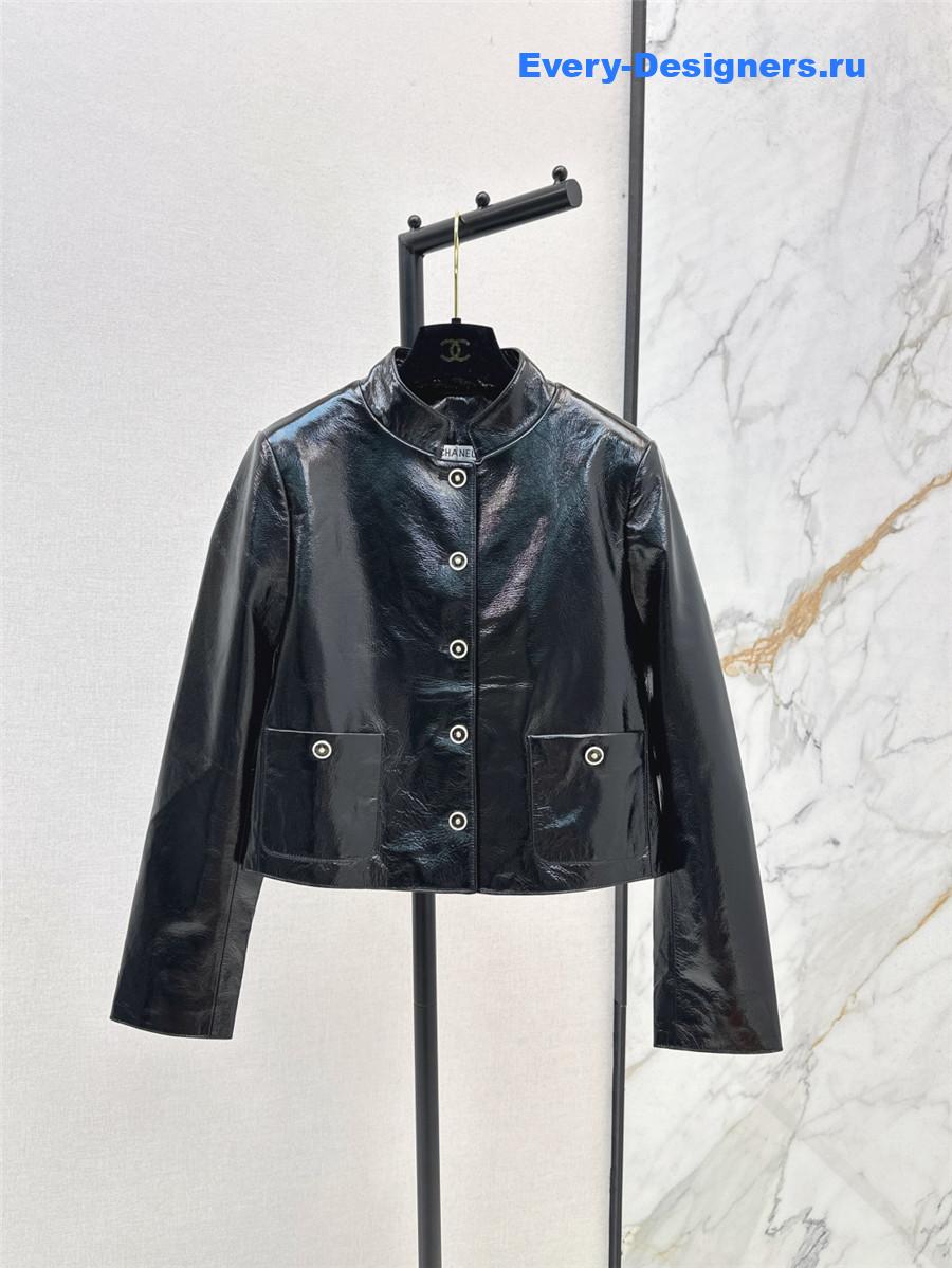 Ch**el black lambskin jacket