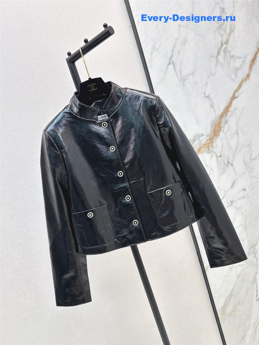 Ch**el black lambskin jacket
