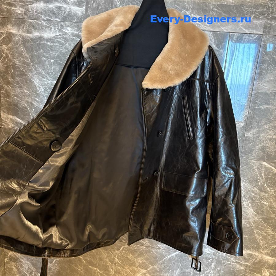 Miu Miu Black Calf Leather Caban Jacket