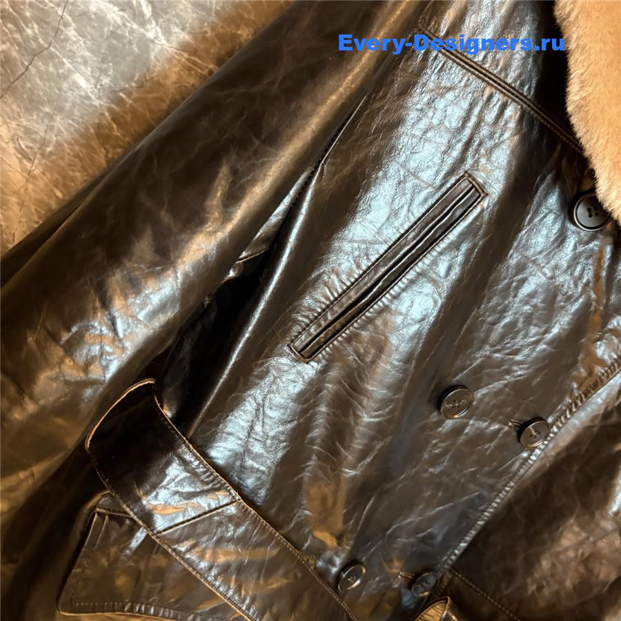 Miu Miu Black Calf Leather Caban Jacket