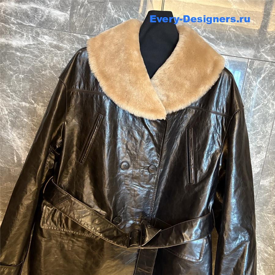Miu Miu Black Calf Leather Caban Jacket
