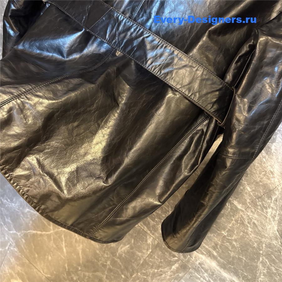 Miu Miu Black Calf Leather Caban Jacket