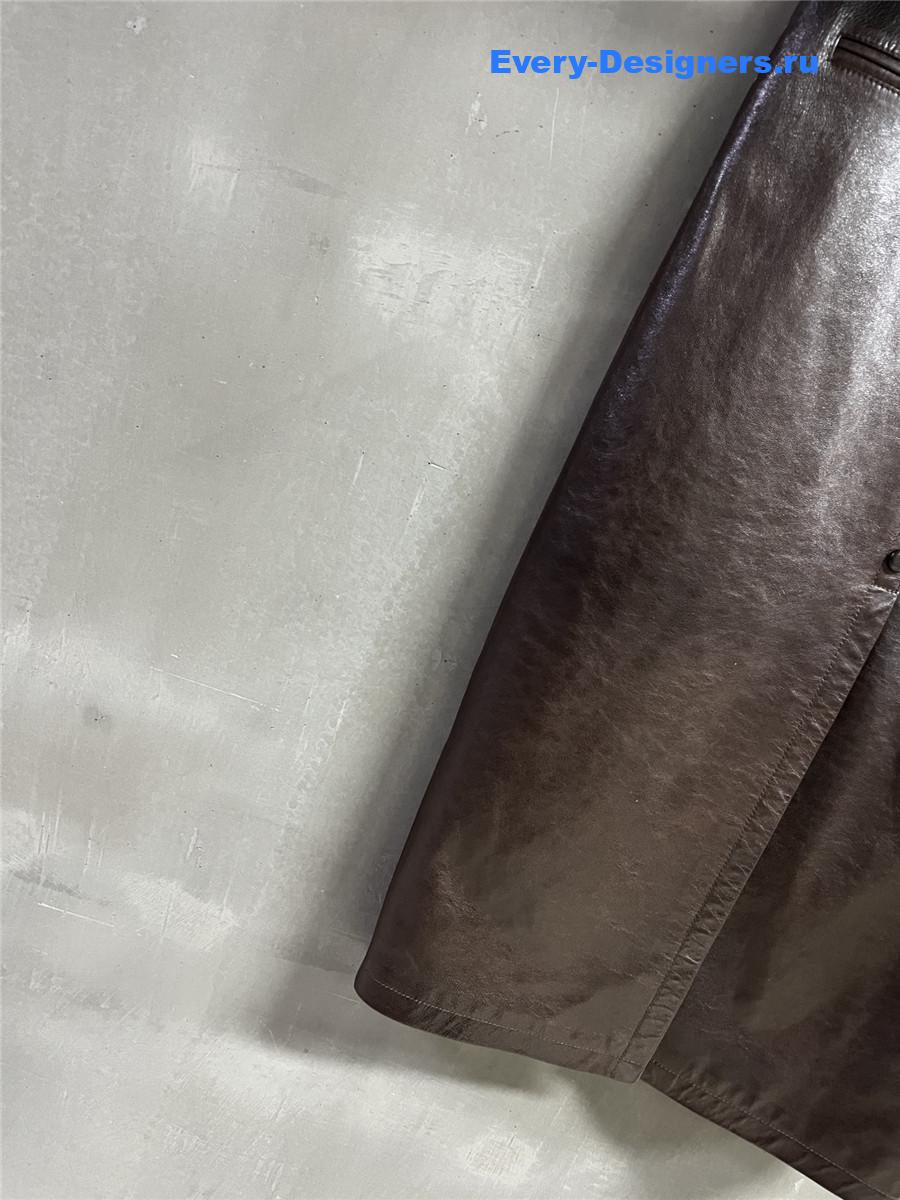 D10r brown leather midi length skirt