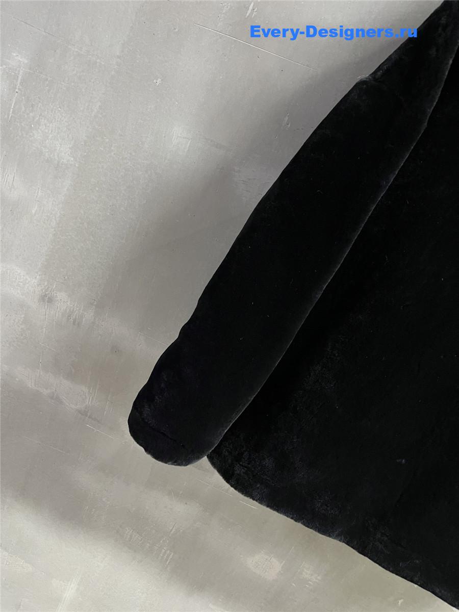 Pra*a black shearling hooded jacket