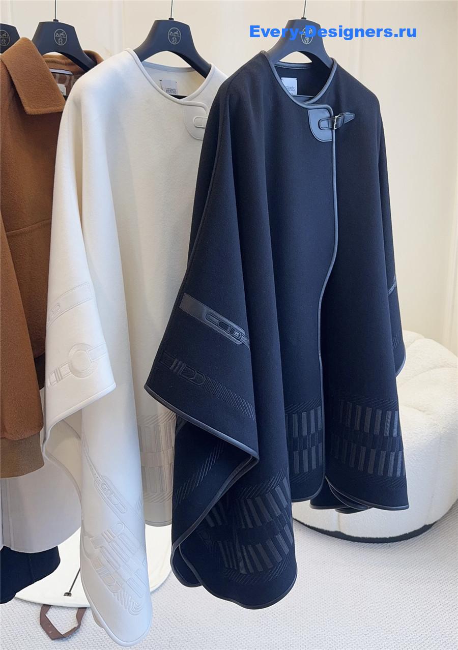 H**me5 black embroidered leather cape