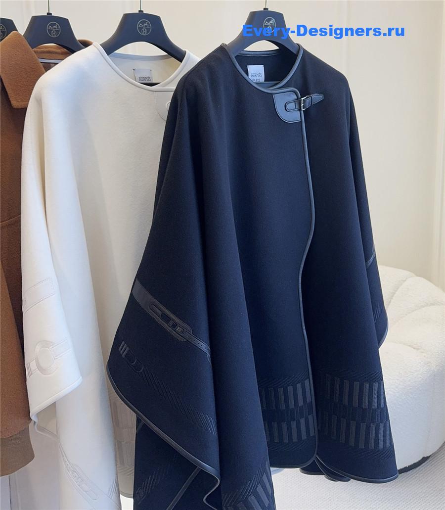 H**me5 black embroidered leather cape