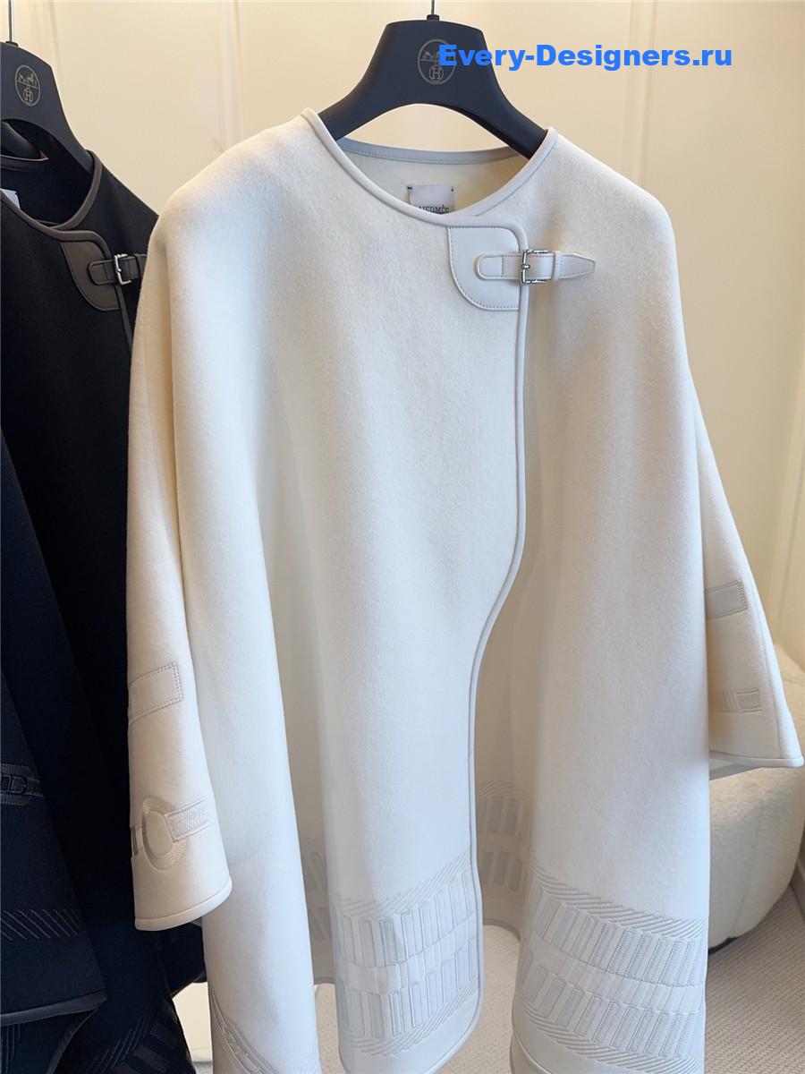 H**me5 white embroidered leather cape