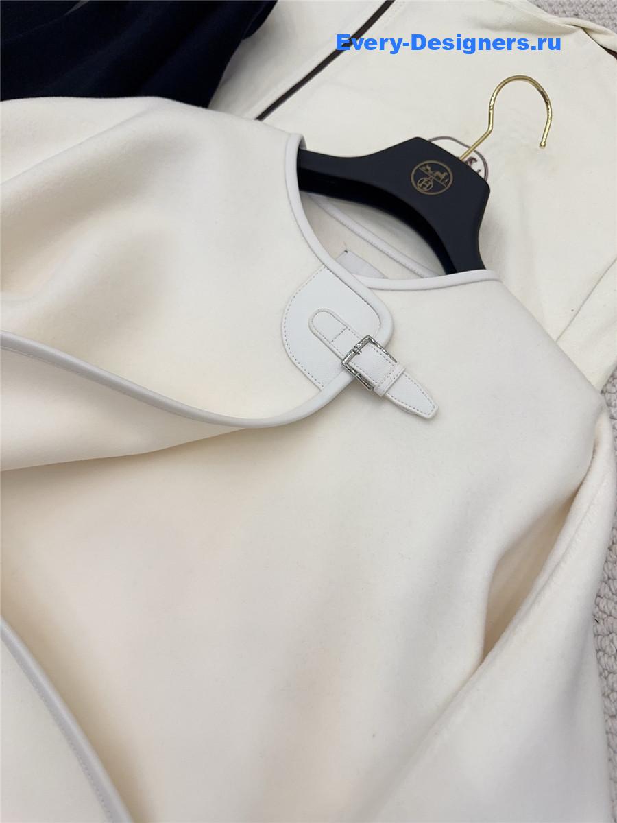 H**me5 white embroidered leather cape