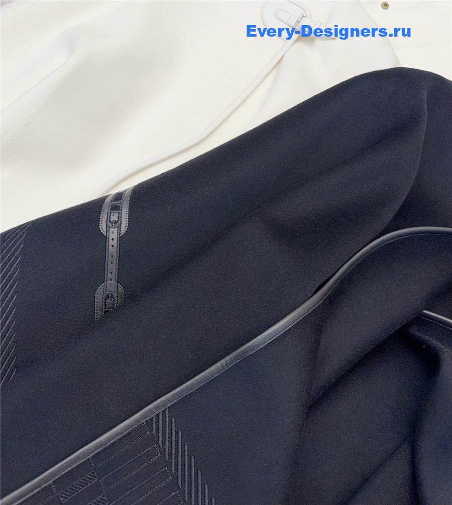 H**me5 black embroidered leather cape