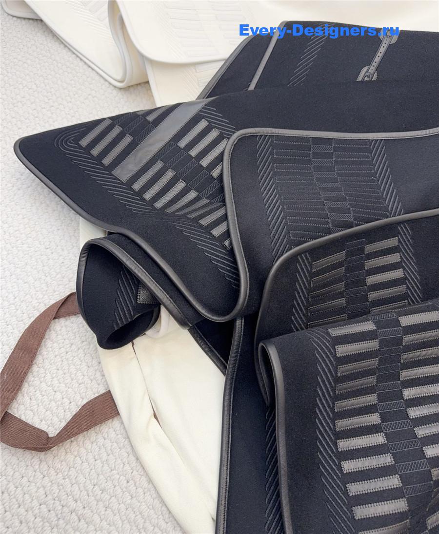 H**me5 black embroidered leather cape