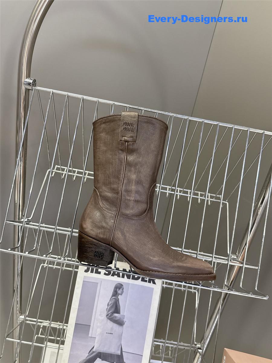 Miu Miu Campero Leather Cowboy Boots