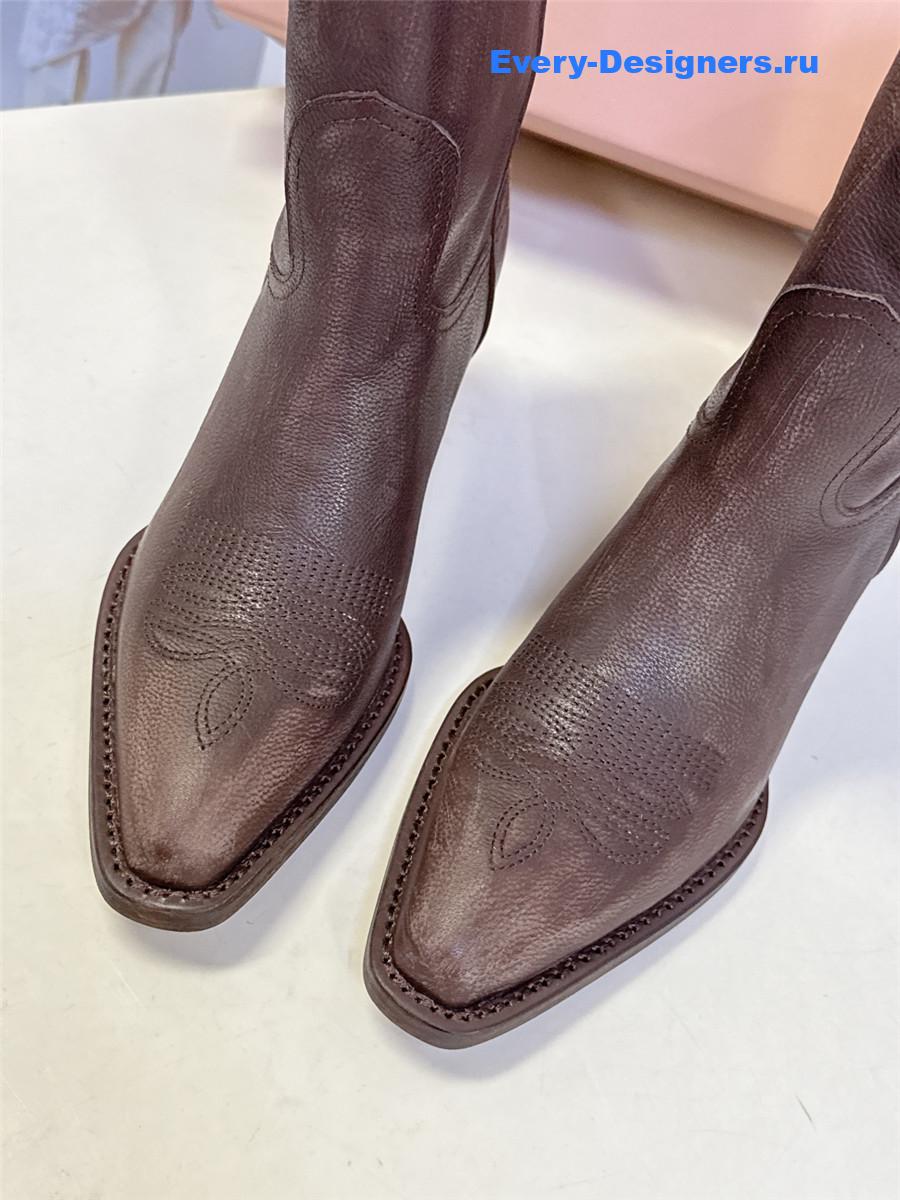 Miu Miu Campero Leather Cowboy Boots