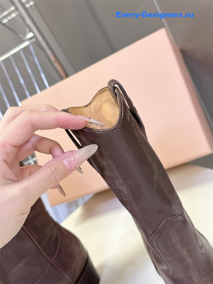 Miu Miu Campero Leather Cowboy Boots