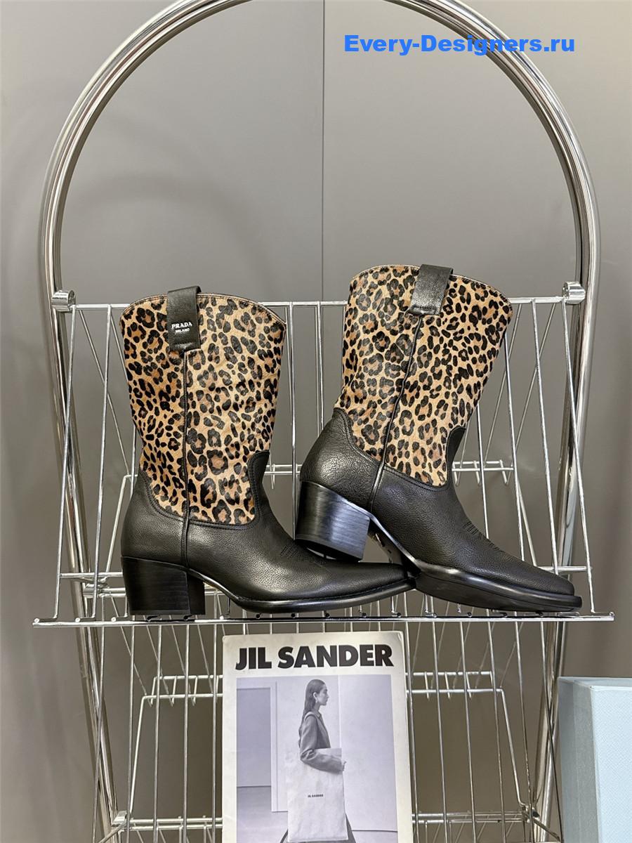 Pra*a leopard print cowboy boots