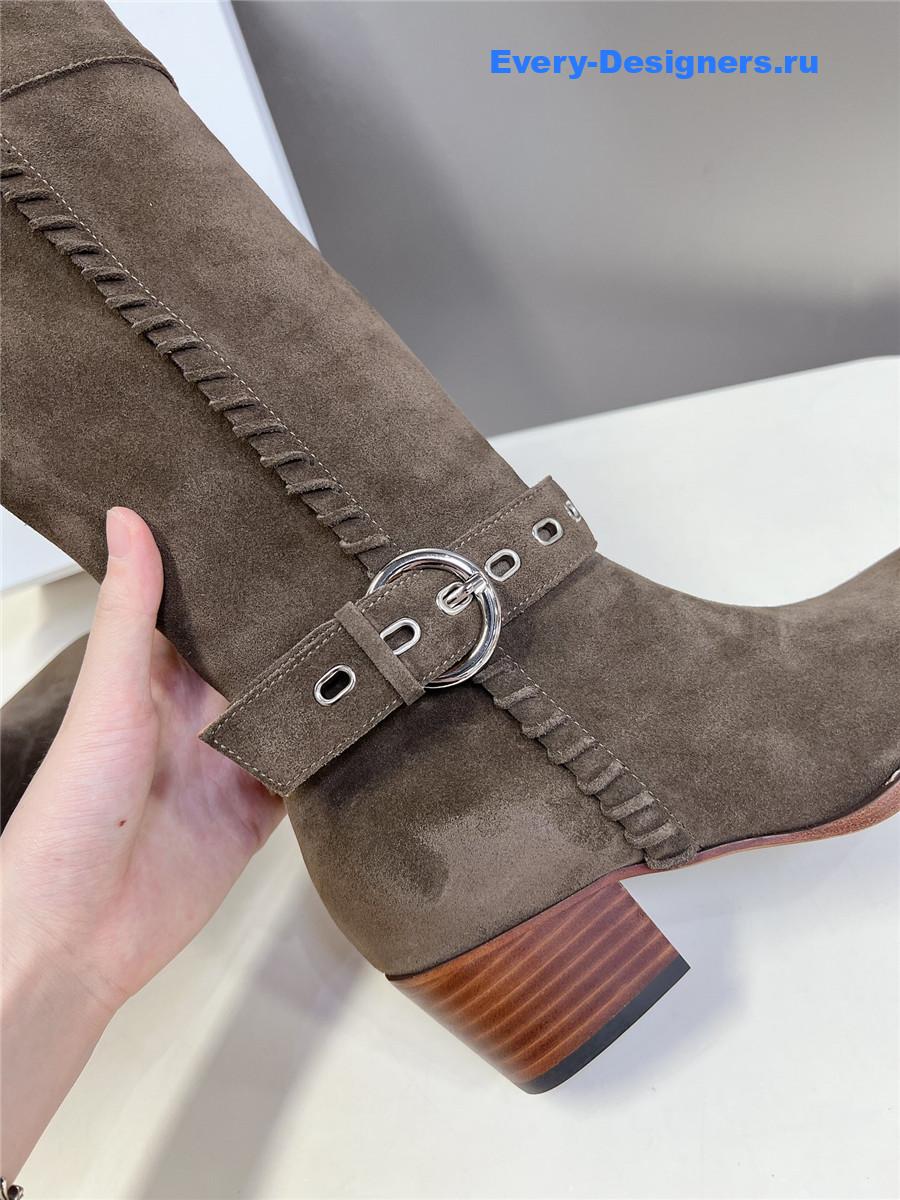 Ce1i*e pointed toe knee high green cowboy boots