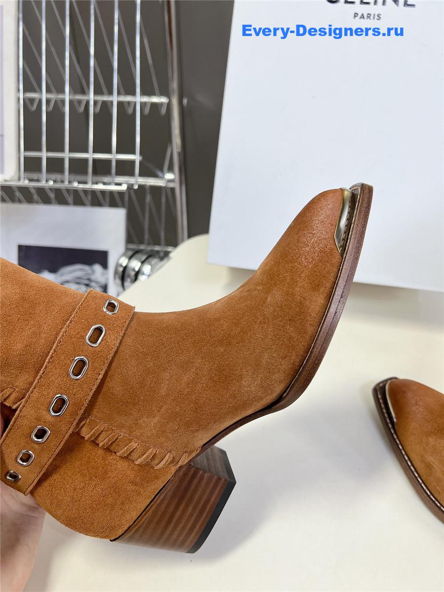 Ce1i*e pointed toe knee high brown cowboy boots