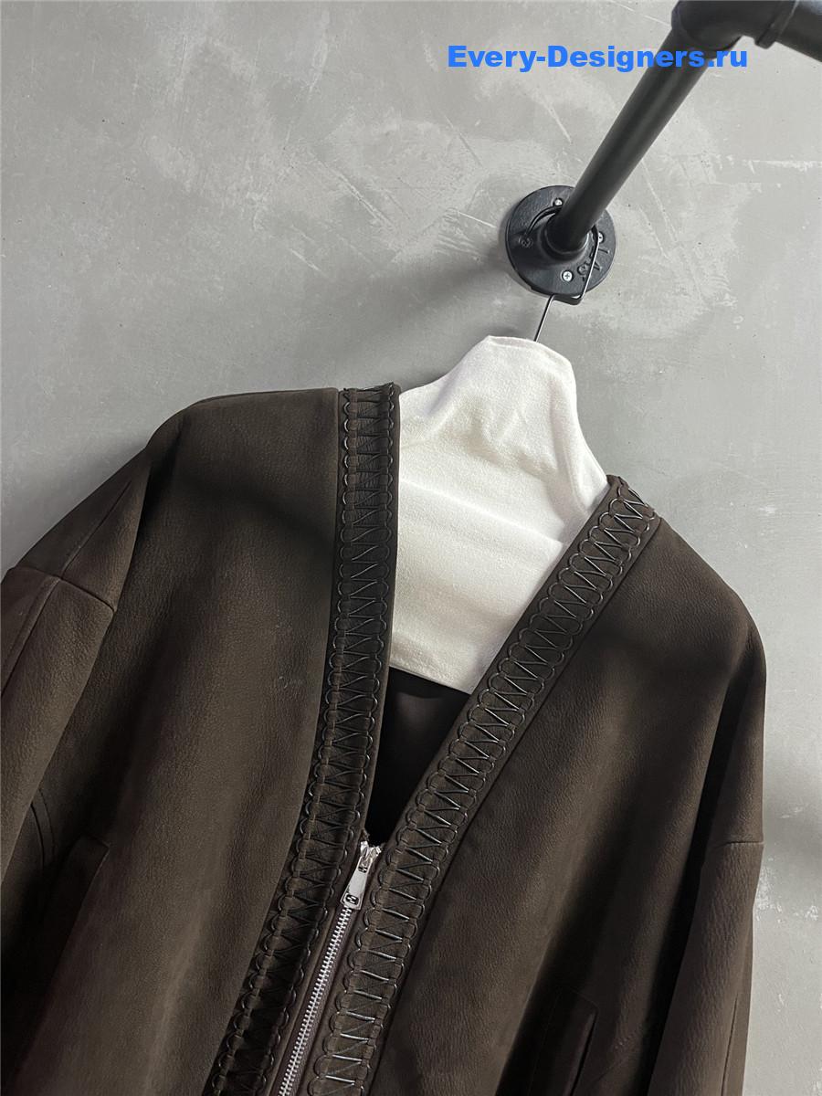 Miu Miu V-Neck Suede Coat