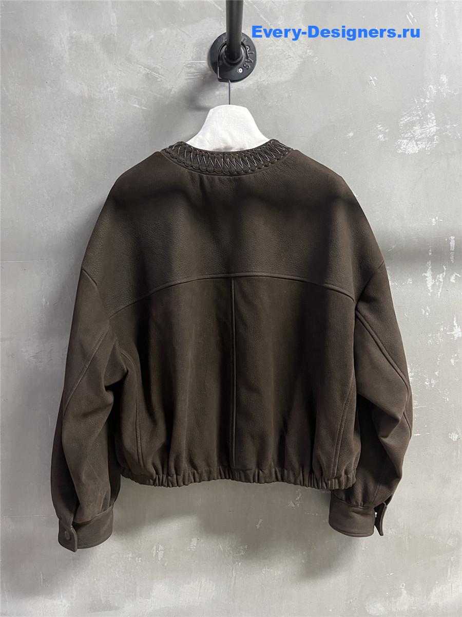 Miu Miu V-Neck Suede Coat