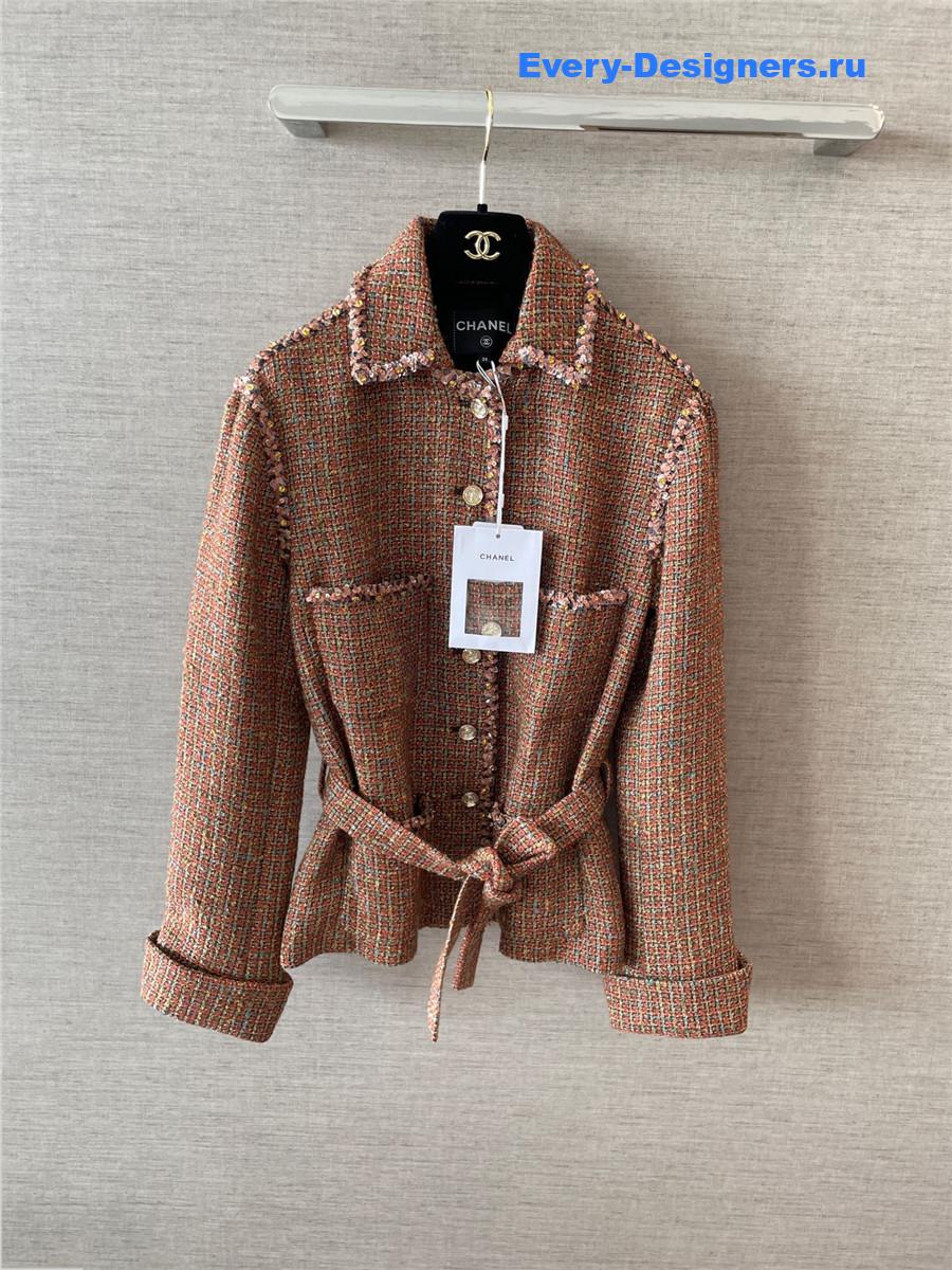 Ch**el brown embroidered tweed jacket