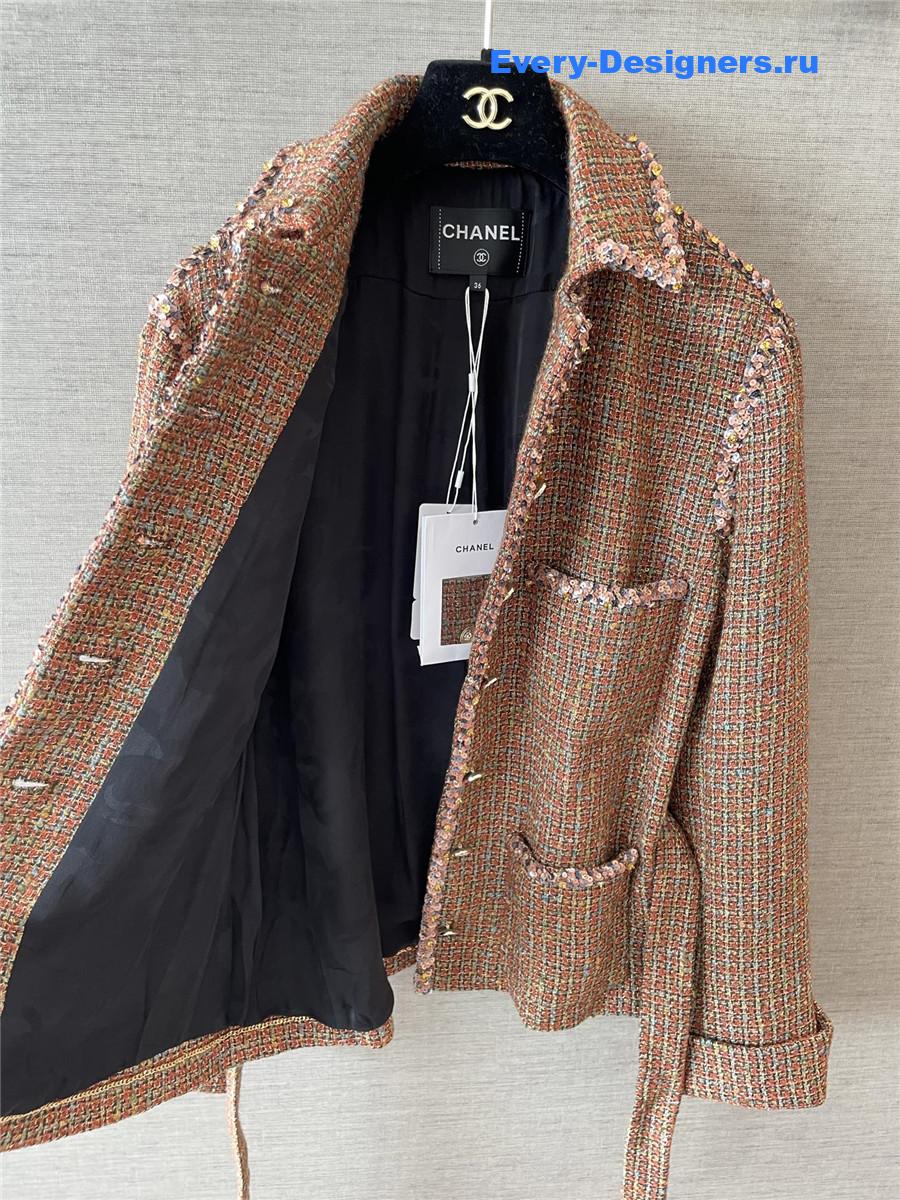 Ch**el brown embroidered tweed jacket