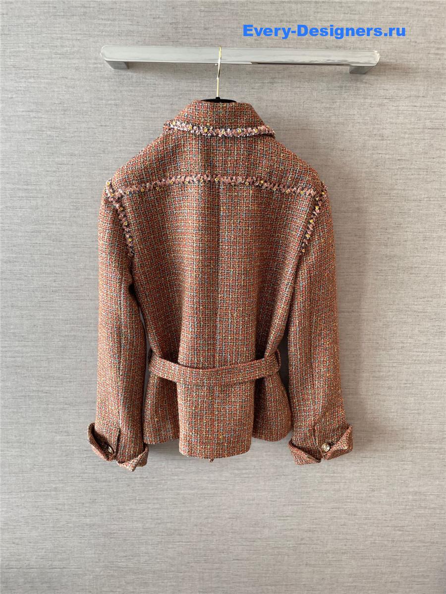 Ch**el brown embroidered tweed jacket