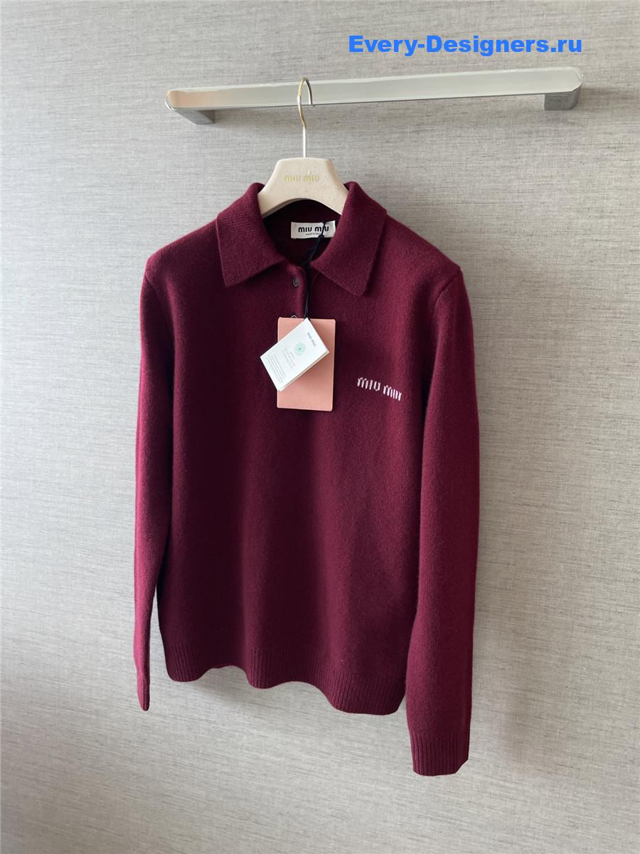 Miu Miu Amaranth Burgundy Polo Sweater