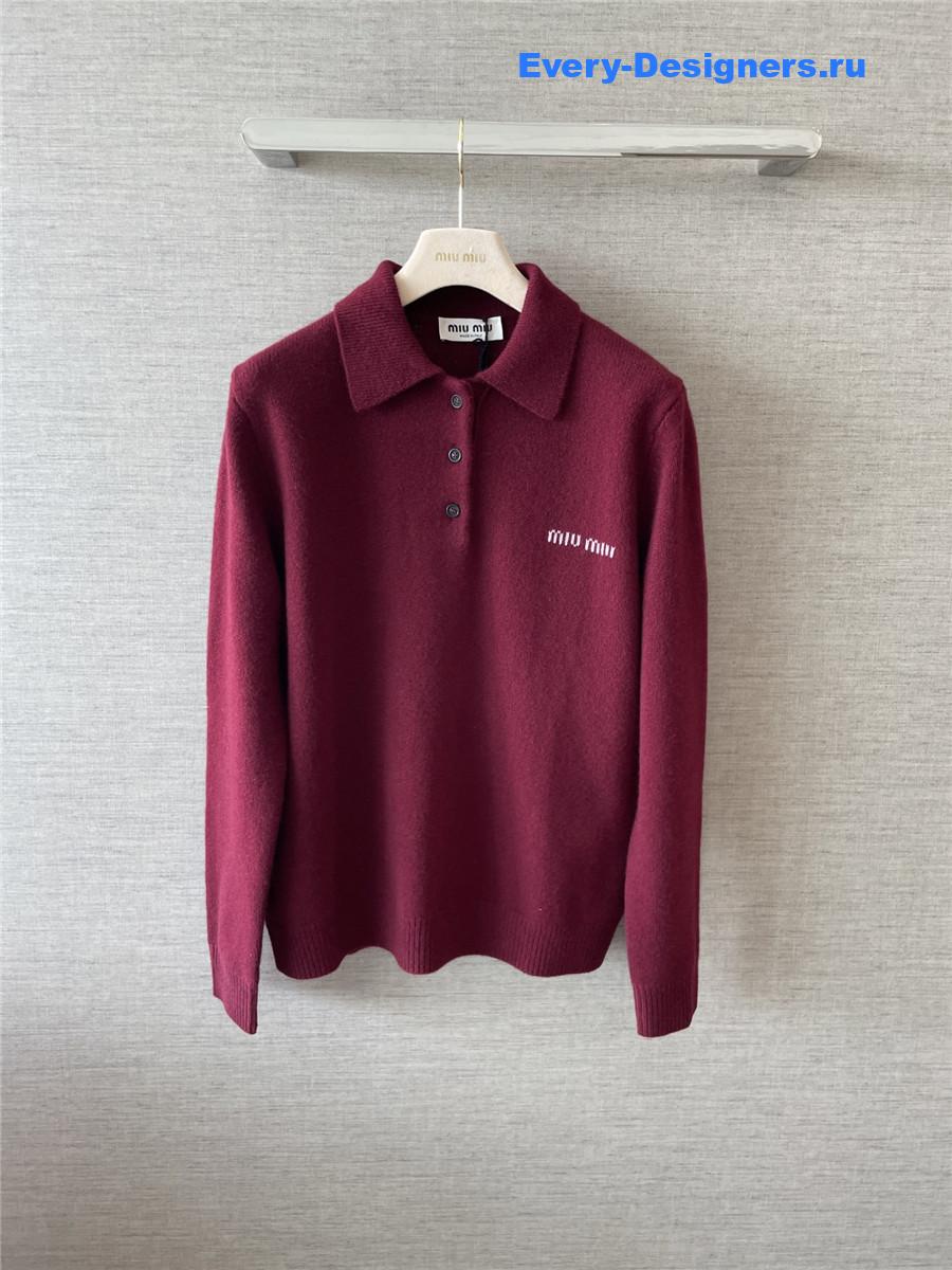 Miu Miu Amaranth Burgundy Polo Sweater
