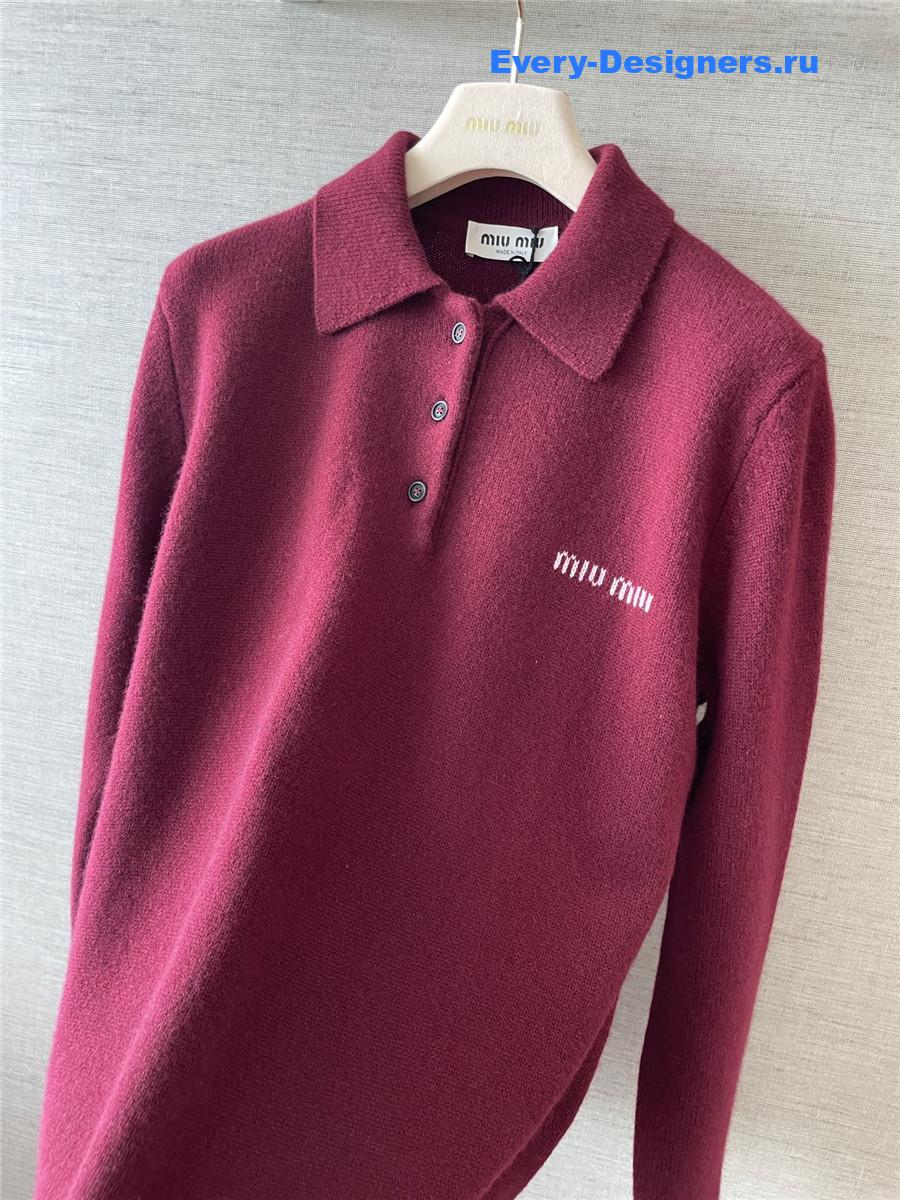 Miu Miu Amaranth Burgundy Polo Sweater