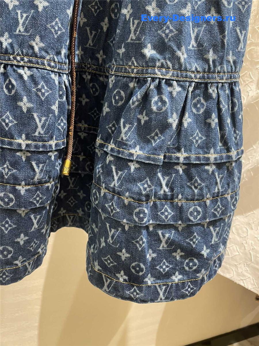 l0vis Vvtt0n monogram denim tiered skirt