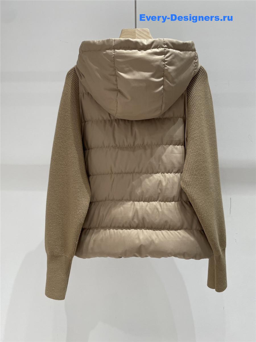 BC Hooded Knitted-Sleeve Puffer Jacket