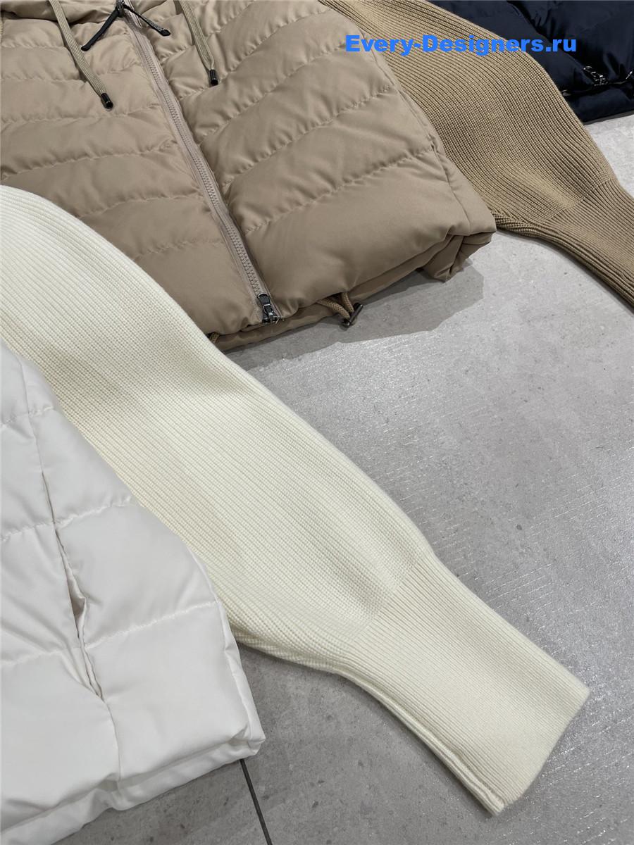 BC Hooded Knitted-Sleeve Puffer Jacket