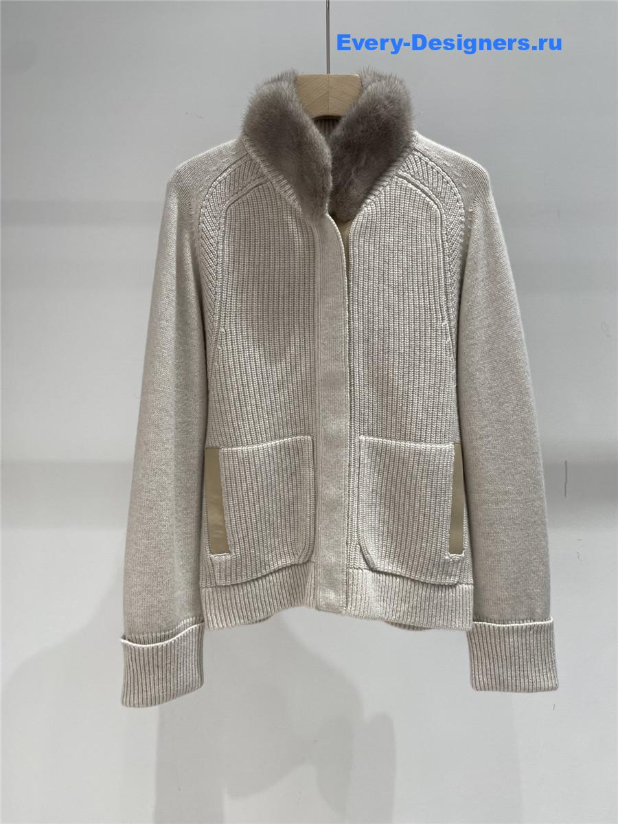 L0r0 P1ana mink collar cashmere coat