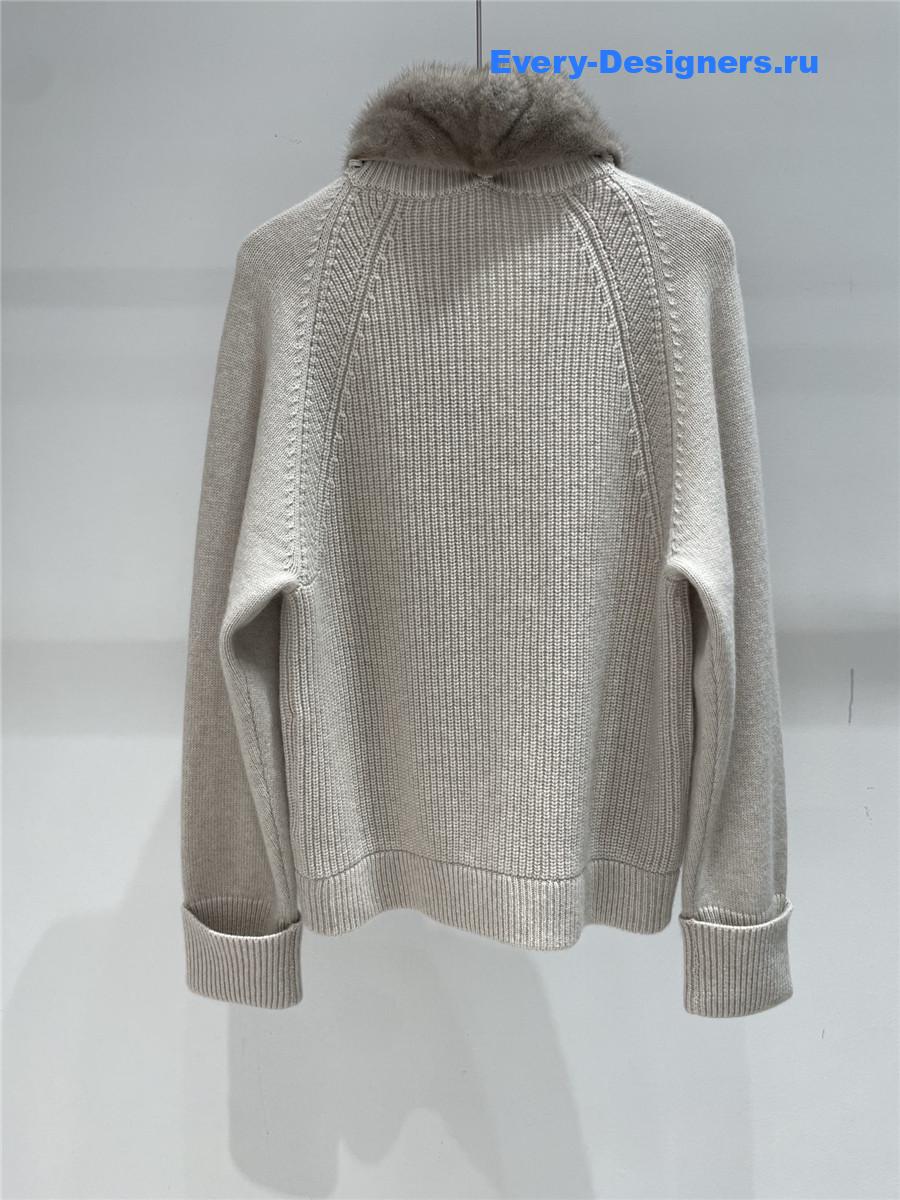 L0r0 P1ana mink collar cashmere coat