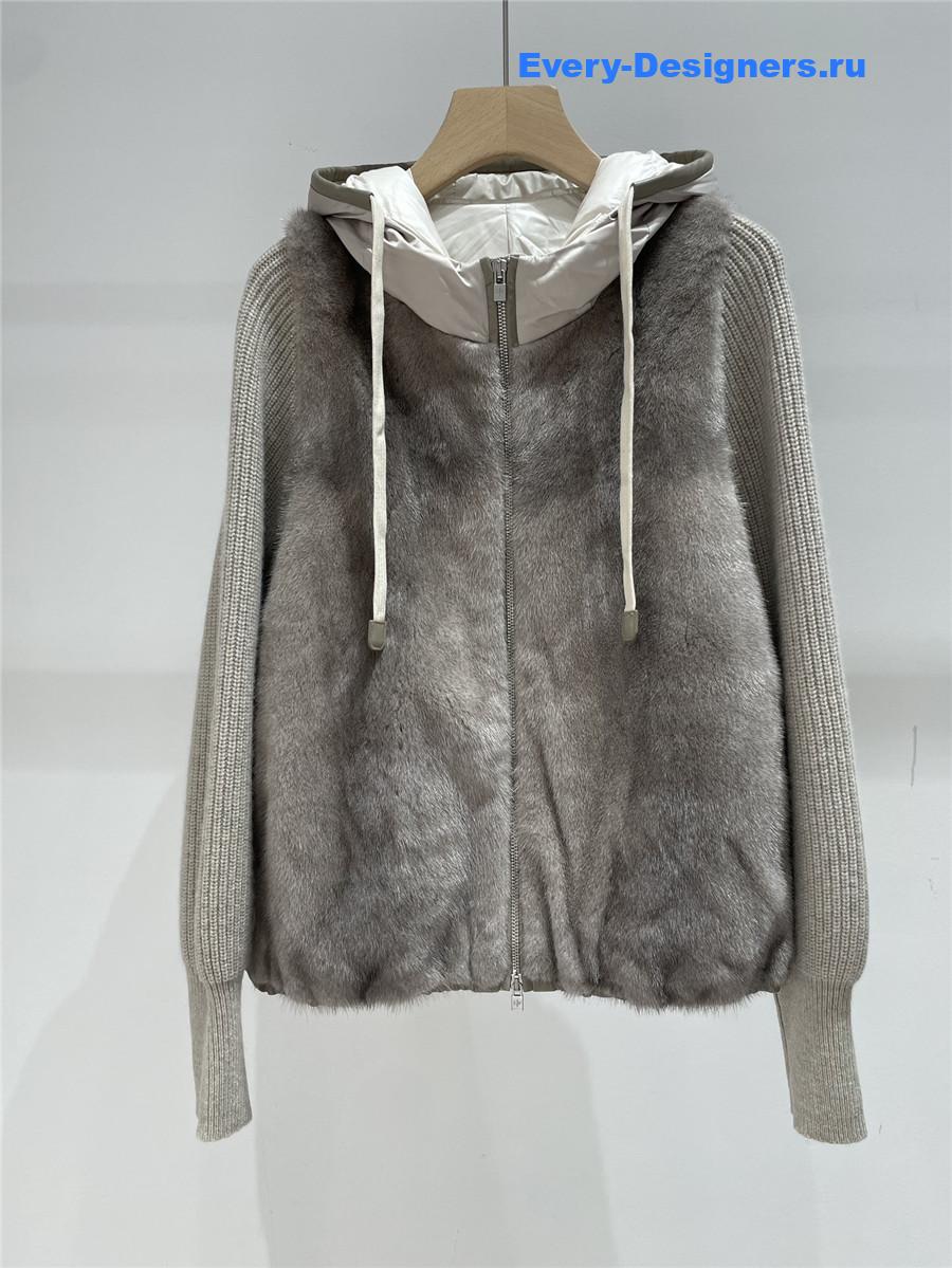 L0r0 P1ana hooded mink & cashmere coat