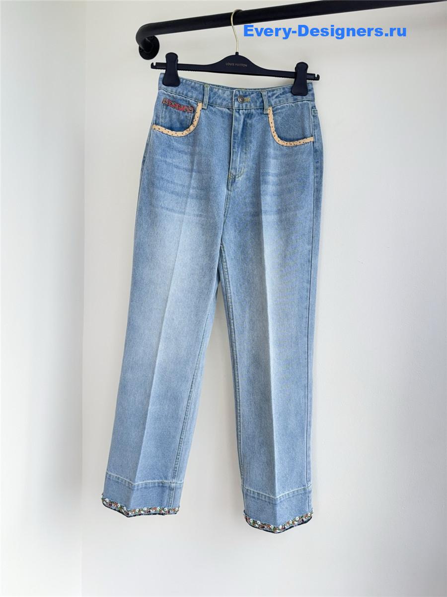 Va1e*ntin0 garavani contrast border denim jeans