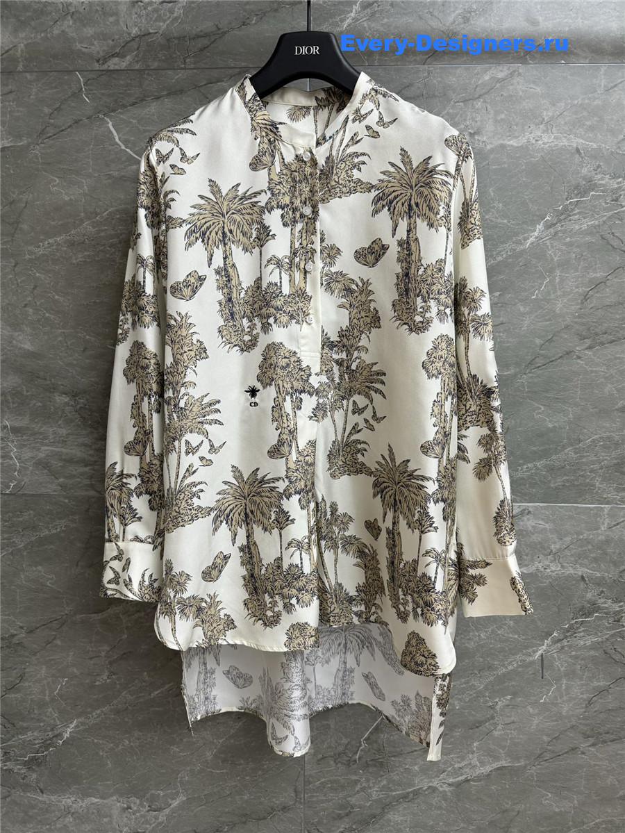 D10r jungle print long silk blouse