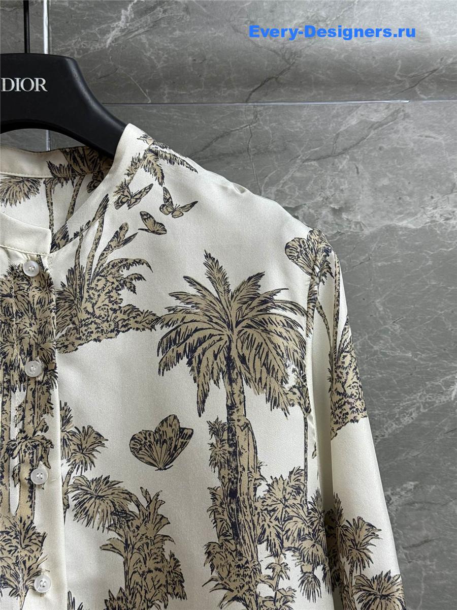 D10r jungle print long silk blouse