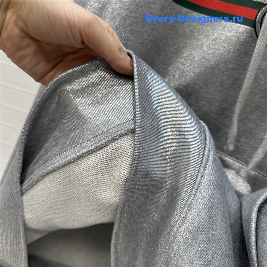 Gvc*1 silver logo-print cotton hoodie