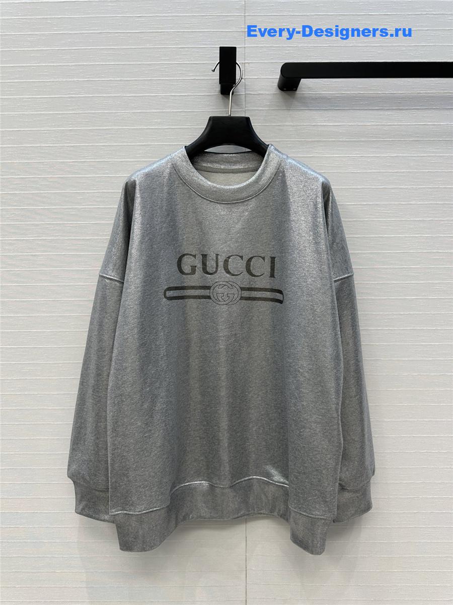Gvc*1 logo cotton jersey silver sweatshirt