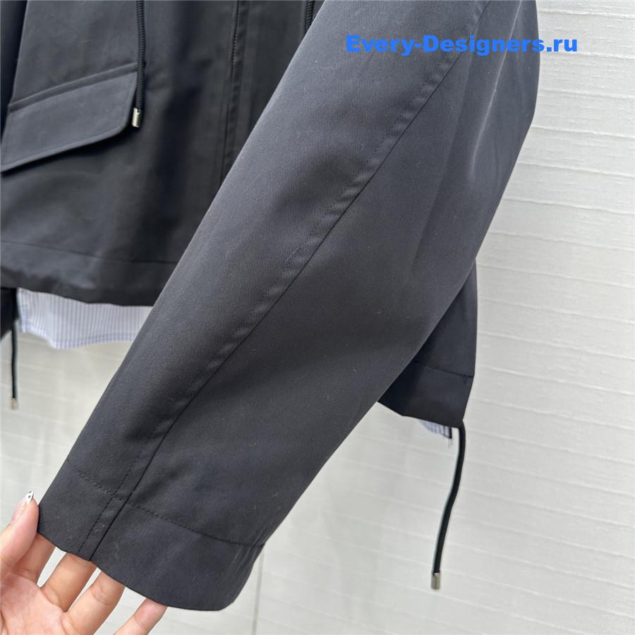 L0ew* black cotton hooded parka