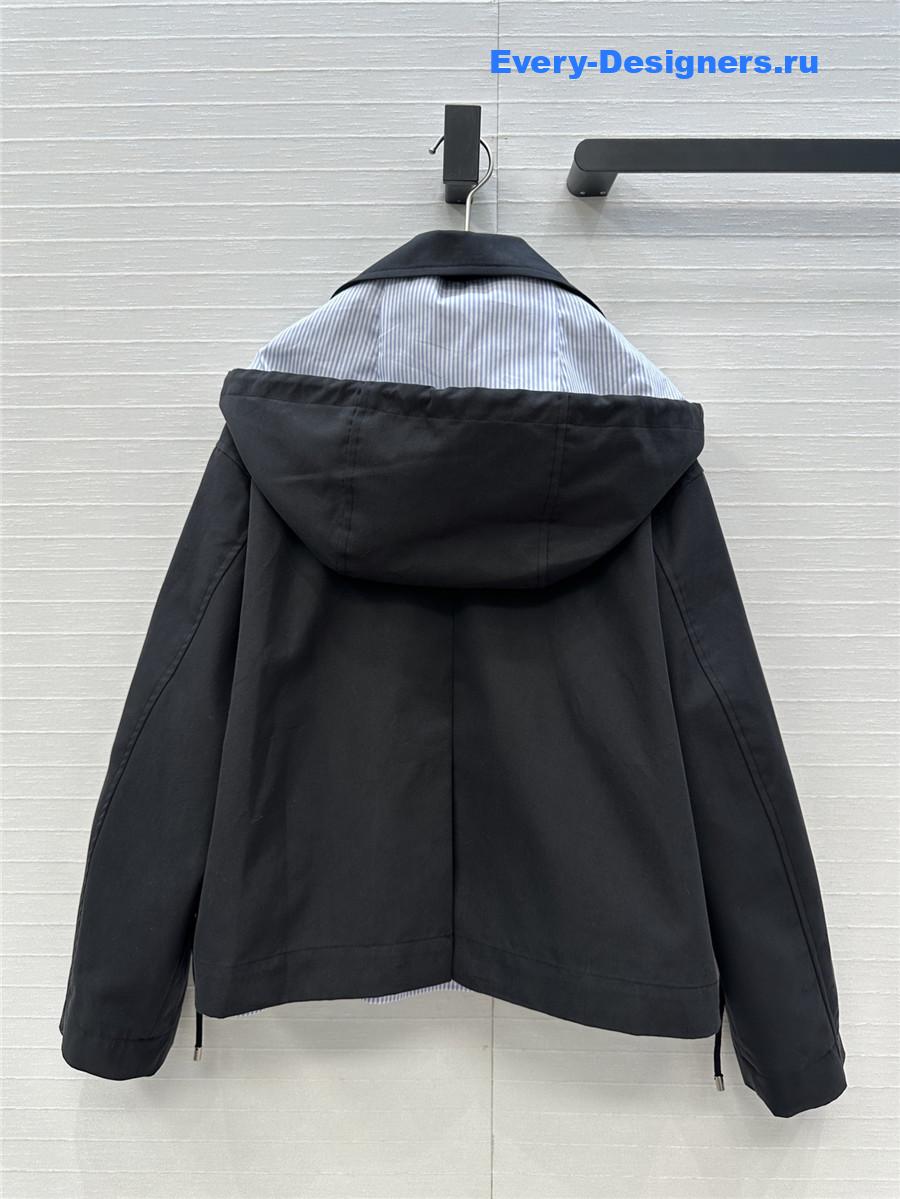 L0ew* black cotton hooded parka