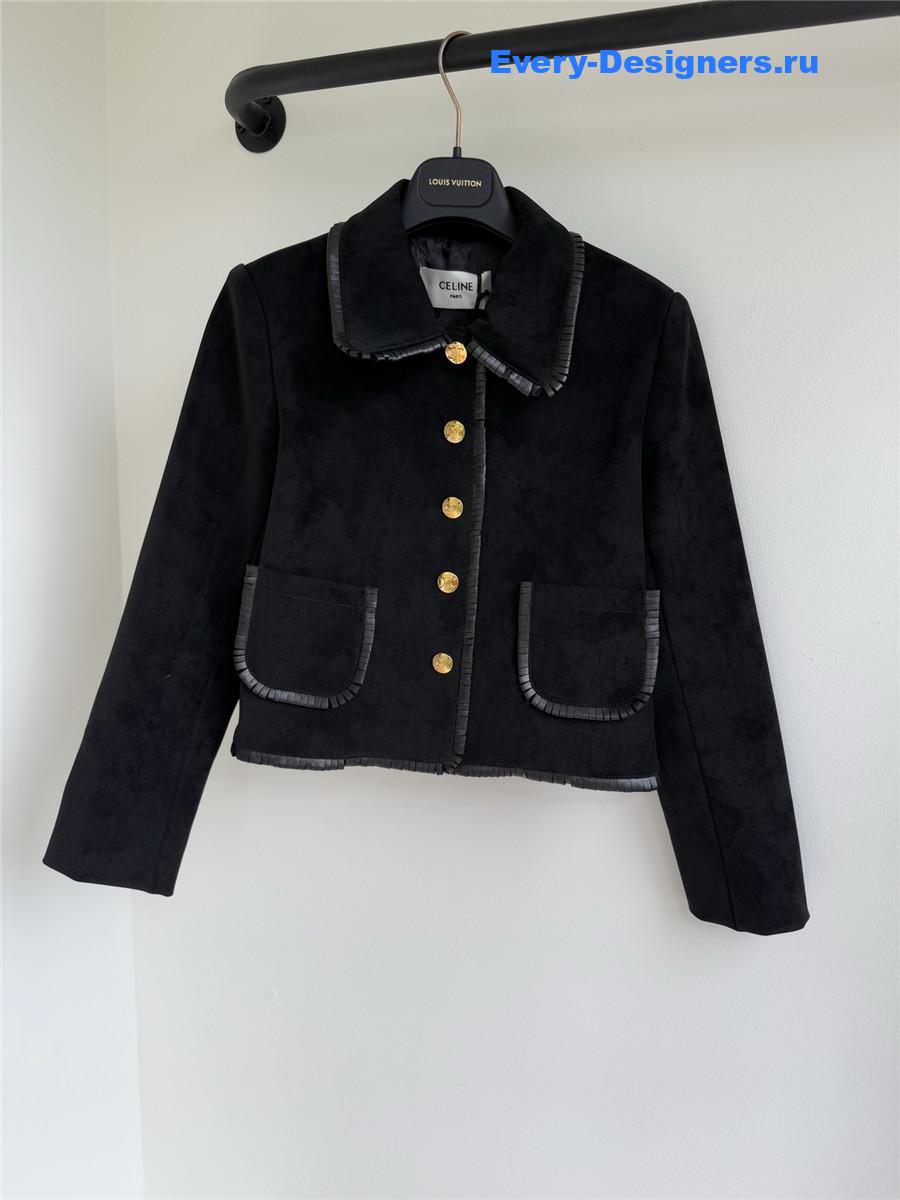 Ce1i*e black straight suede blouson jacket