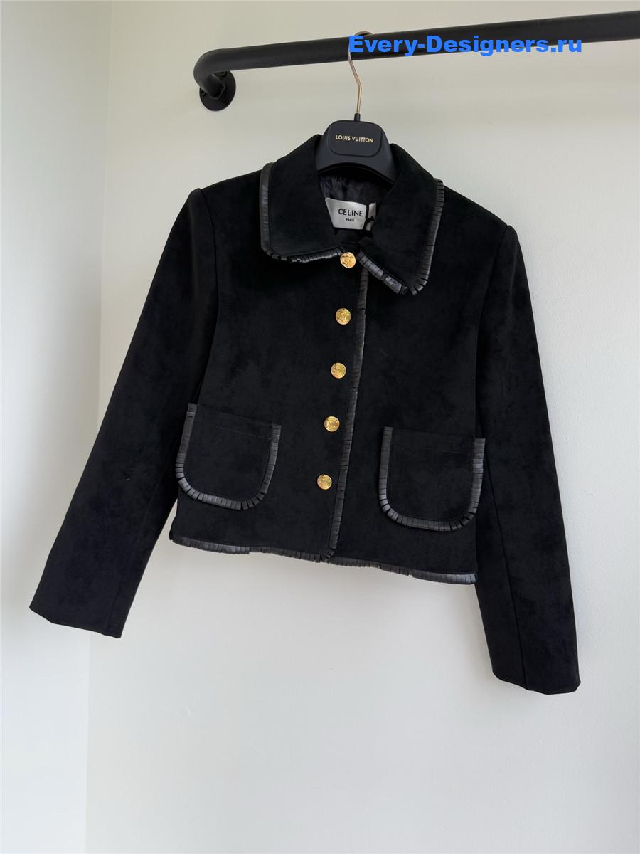 Ce1i*e black straight suede blouson jacket
