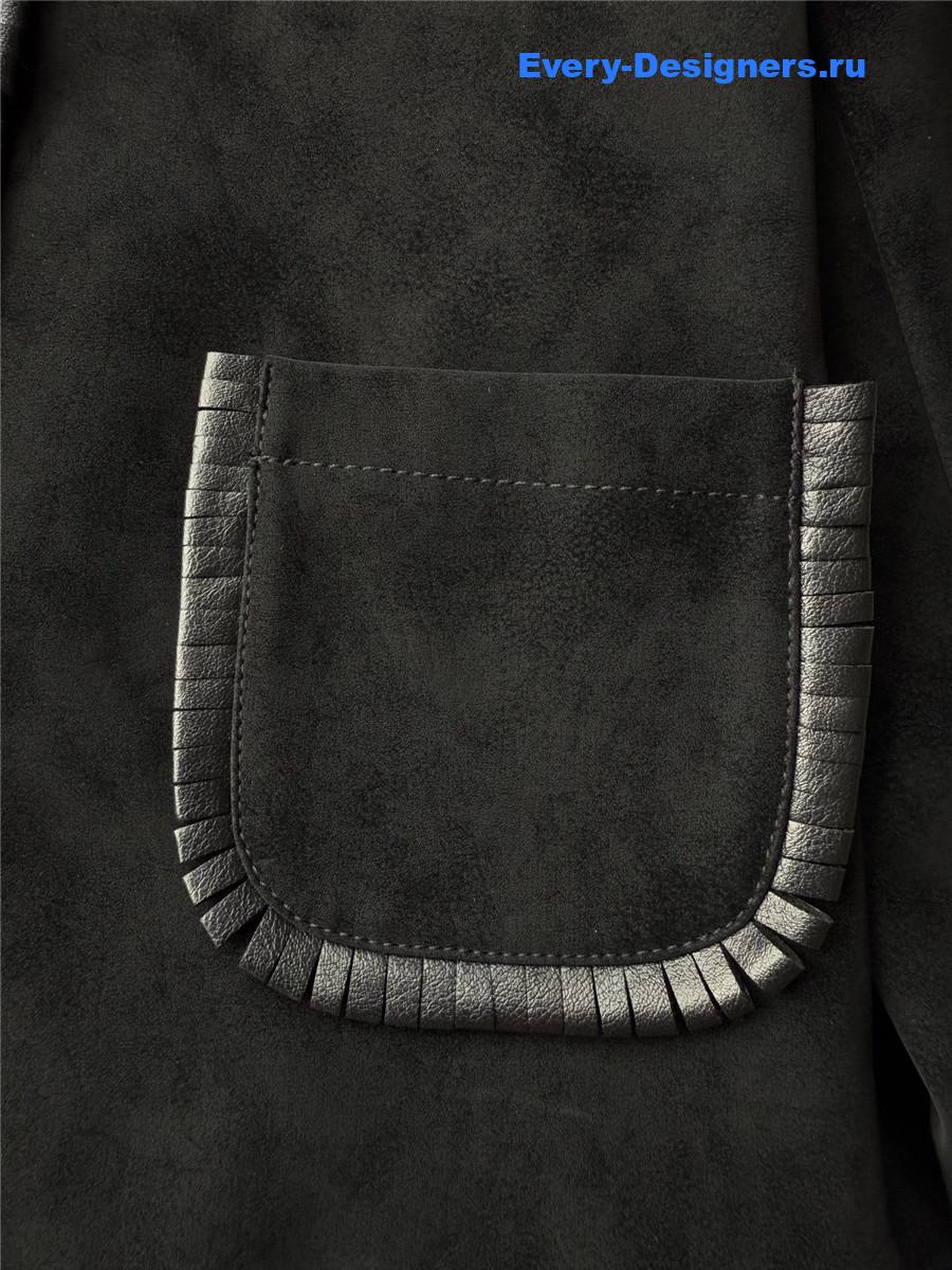 Ce1i*e black straight suede blouson jacket