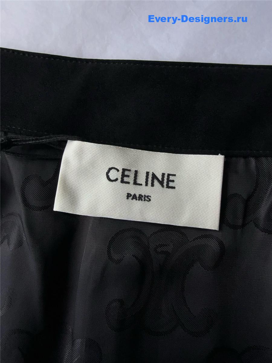 Ce1i*e black straight suede skirt