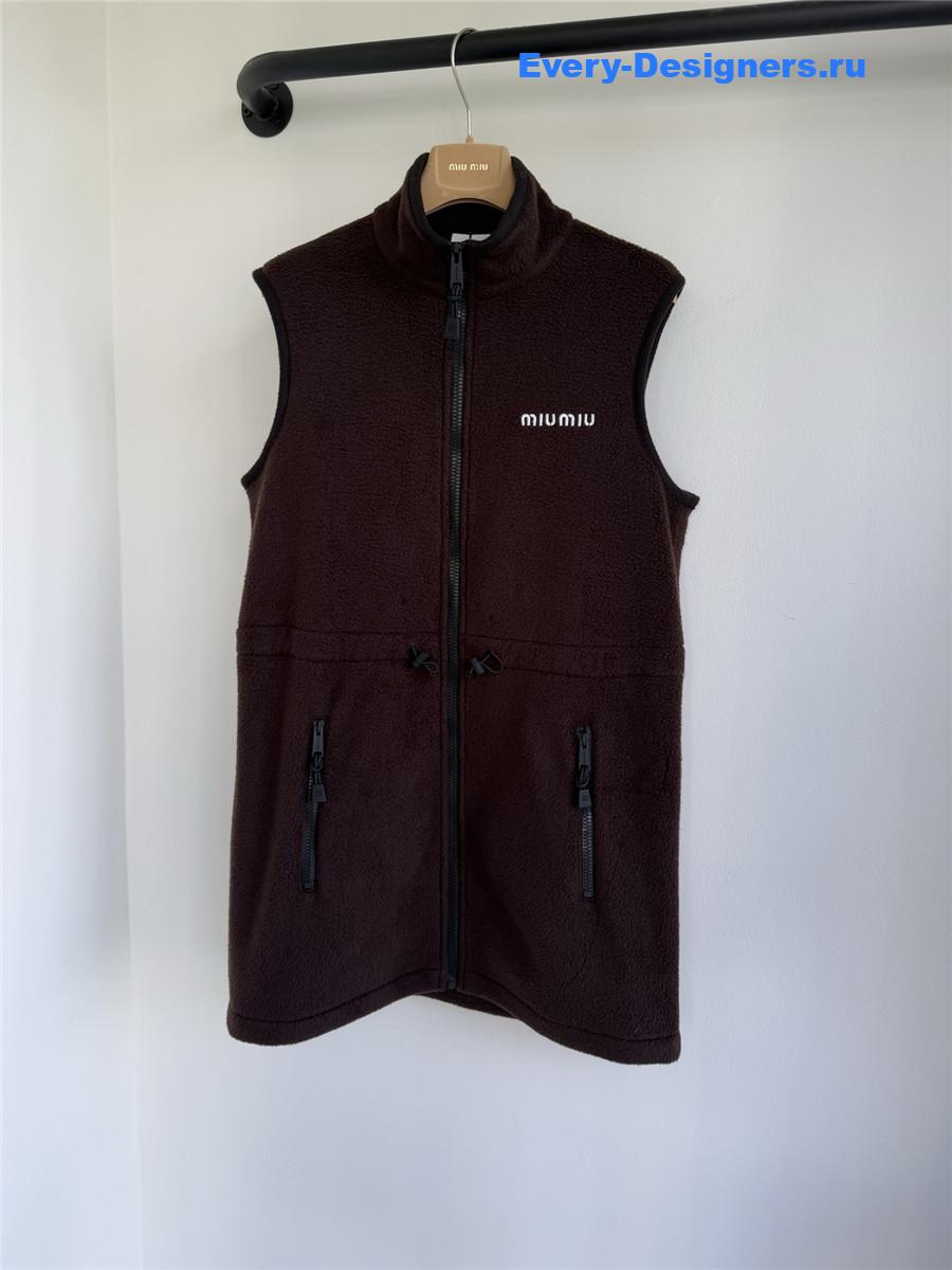 Miu Miu Brown Grain Fleece Dress