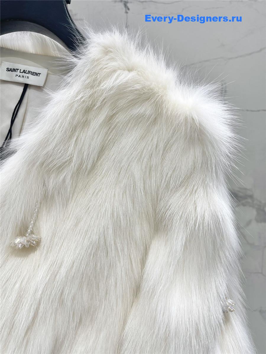 Sa1nt Lau*nt white faux fur coats