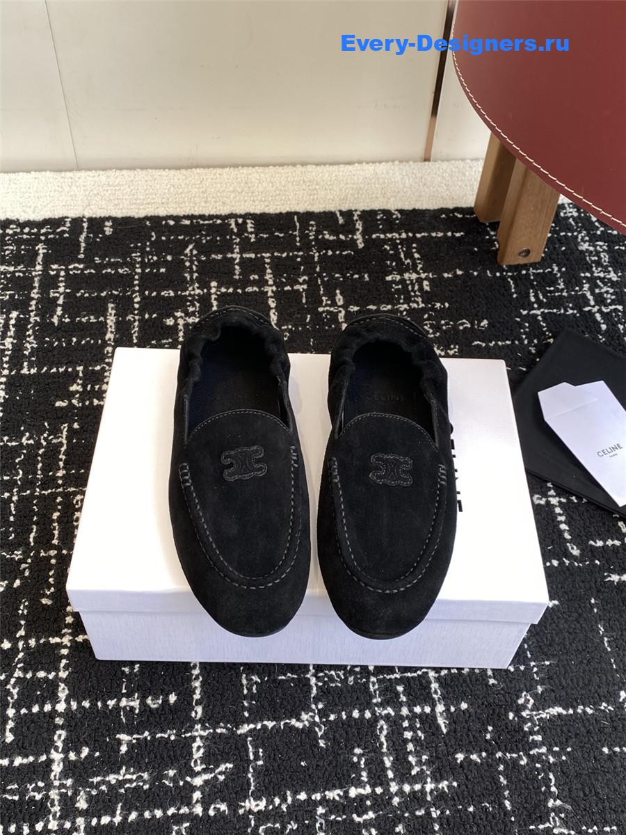 Ce1i*e logo-embroidered black suede loafers