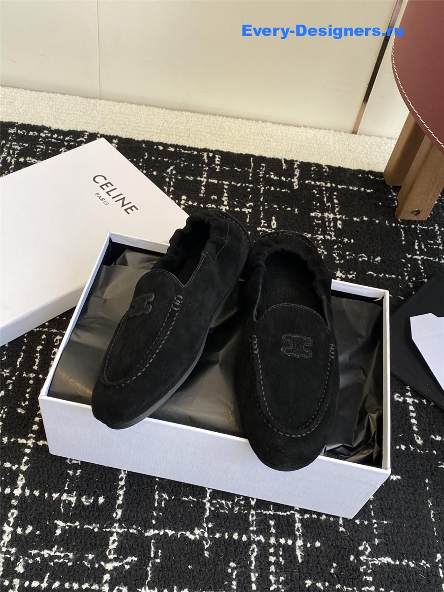 Ce1i*e logo-embroidered black suede loafers