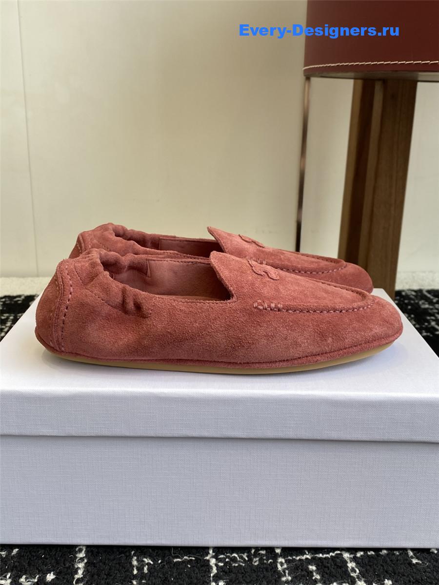 Ce1i*e logo-embroidered pink suede loafers